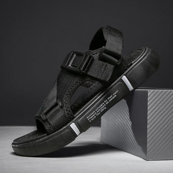 

slippers fashion summer man casual shoes breathable mesh male beach sandals tenis masculino respirant eau krasovki 2021, Black
