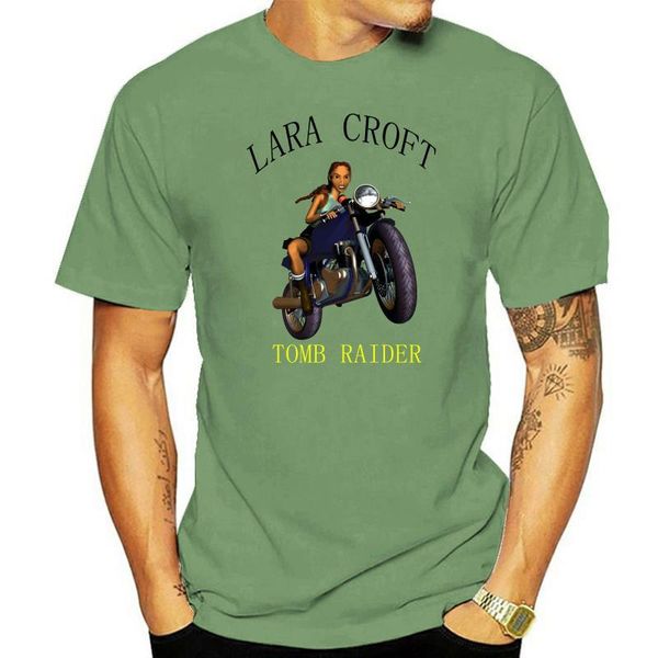 

men's t-shirts tomb raider lara croft driving motor white t-shirt loose size tee shirt, White;black
