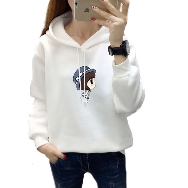 

2021 autumn winter sweatshirts kawaii printing hoodies casual long sleeve solid color women sweatshirt mana, Black