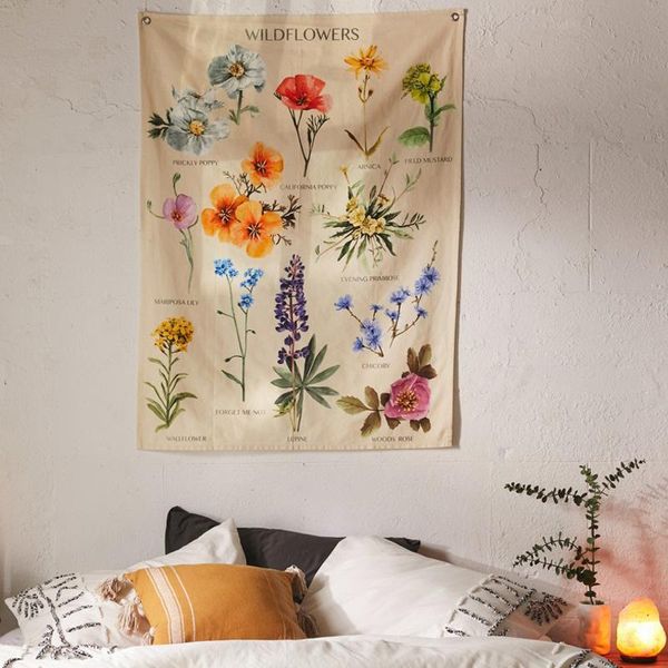 

tapestries botanical wildflower tapestry wall hanging flower saguaro hippie boho carpet ins home decor