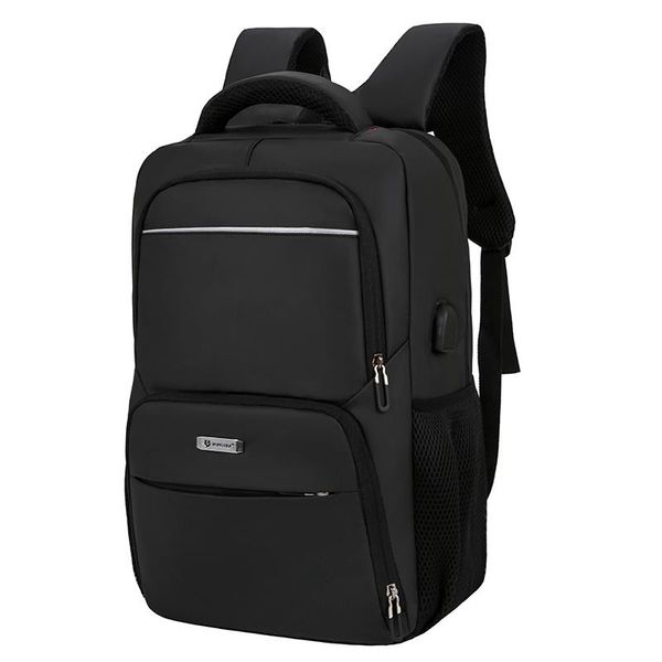 Zaino Interfaccia di ricarica USB Business Paneled Boy Men Book Bag Unisex College Laptop Borse da scuola in nylon di grande capacità