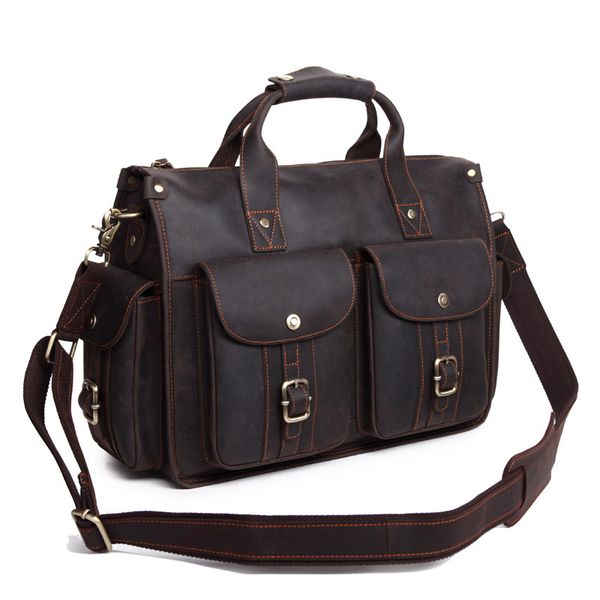 

handbag men's busins msenger crazy horse leather 14 inch briefcase computer