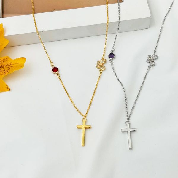 

pendant necklaces fashion female cross pendants drop butterfly gold black color crystal jesus necklace jewelry for men/women, Silver
