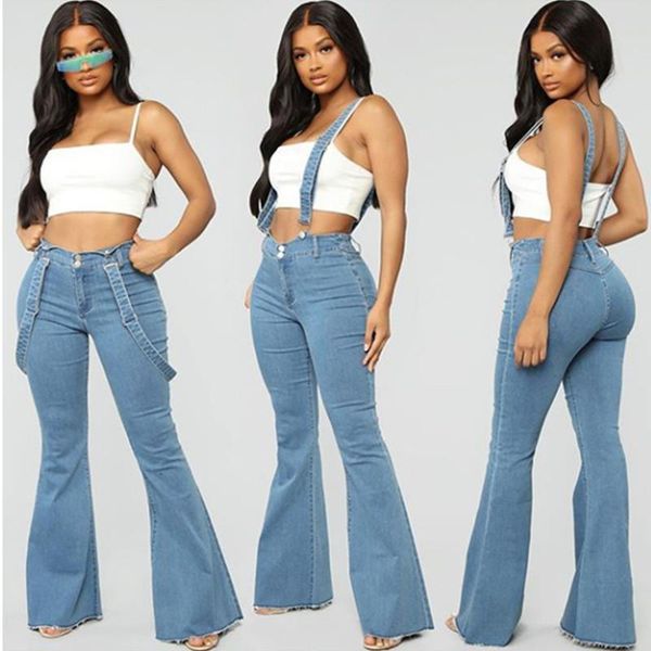 

women's jeans long track pants women denim jumpsuit fashion casual washed spaghetti straps suspenders cowgirl summer s-3xl, Blue