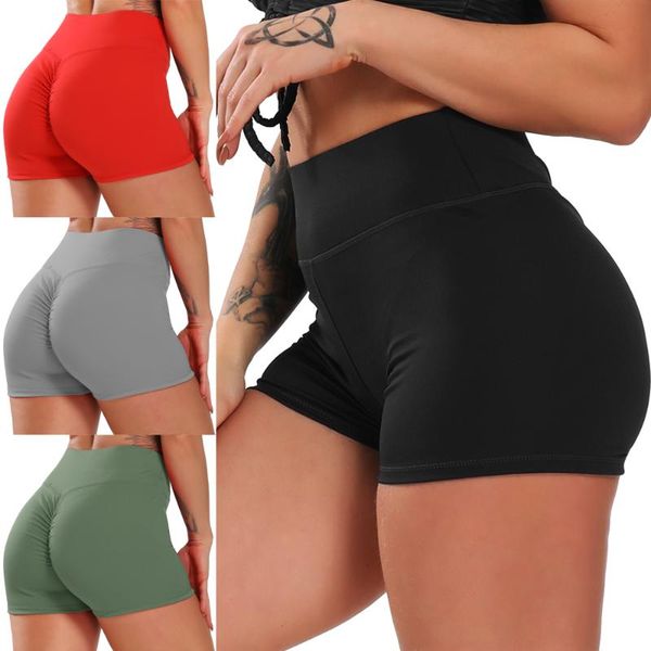 

yoga outfits women shorts sports running sportswear fitness ruched back joggers athletic exercise gym compression high waist, White;red