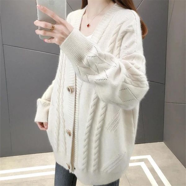 

women's knits & tees cardigan sweate spring autumn solid color single breasted v-neck long sleeve fashion commuter female clothing, White