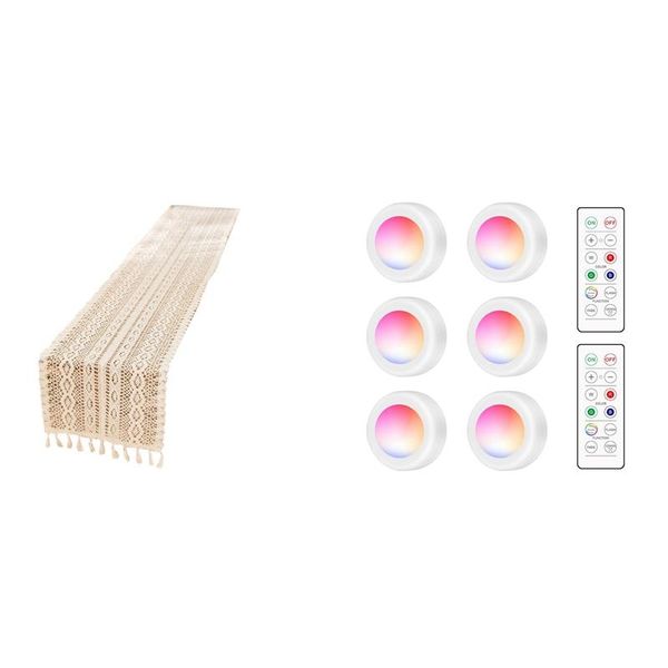 

mats & pads elegant cream crochet lace macrame table runner with tassels 6pack 16 color remote control night light