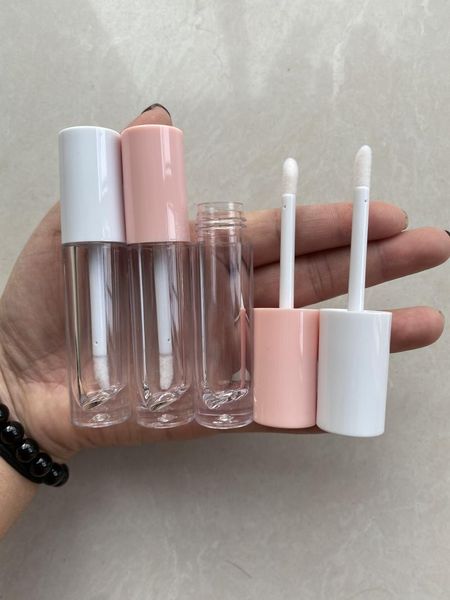 

storage bottles & jars 4ml empy transparent lip gloss glaze wand tubes concealer pink/white caps lipgloss containers liquid eyeshadow tools