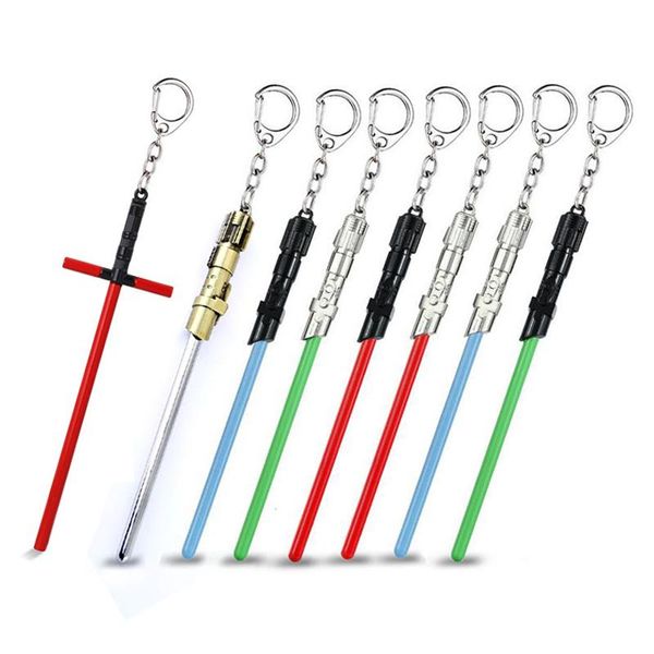 

keychains lightsaber keychain metal pendant keyring car key holder cosplay jewelry for women men chaveiro gift, Silver
