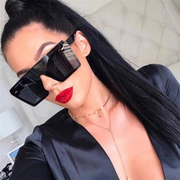 

flat oversize square sunglasses women fashion retro gradient sun glasses men blue big frame vintage eyewear uv400, White;black