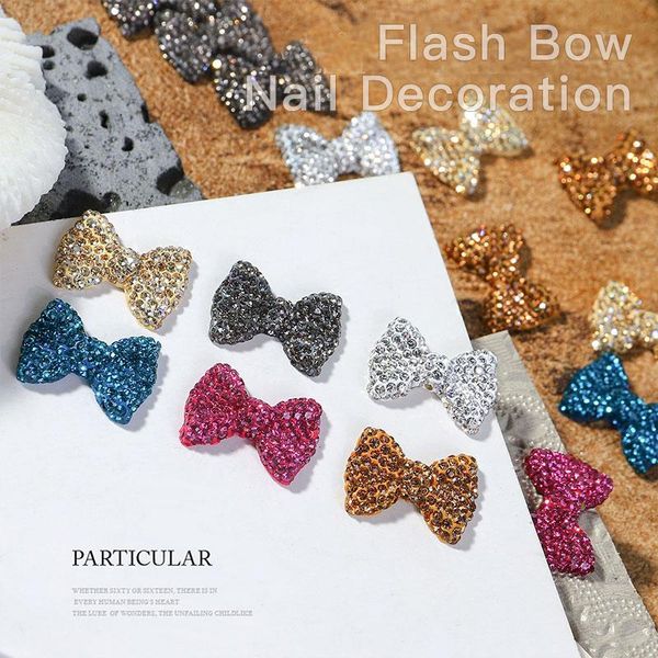 

nail art decorations four lily 1 pieces of pearl bow flash rhinestone crystal mixed metal diy decoration design accessories, Silver;gold