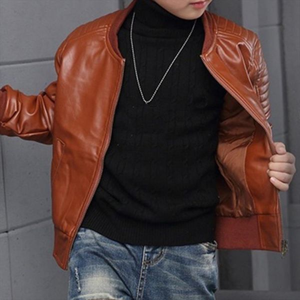 

arrived boys coats spring autumn fashion korean childrens plus velvet warming cotton pu leather jacket for kids, Blue;gray