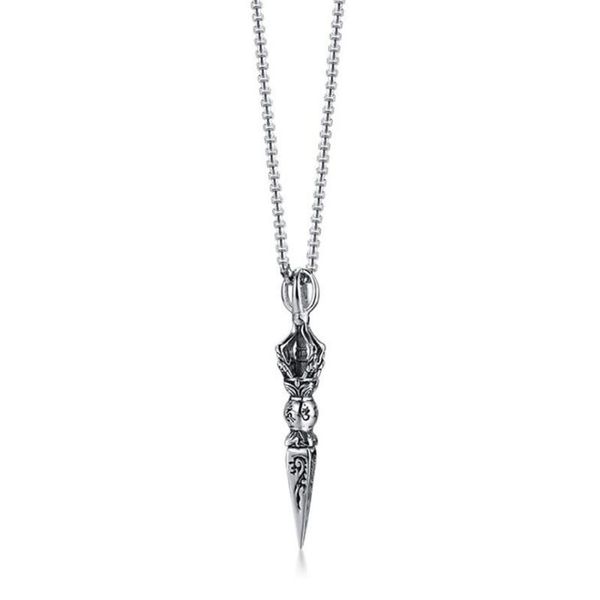 

chains stainless steel vintage magic wand men punk rock pendant necklace jewelry gift for him with chain, Silver