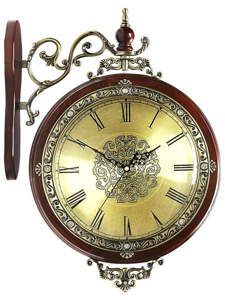 

wall clocks luxury double-sided clock wood simple large kitchen wooden mute klokken wandklokken home decoration oo50wc