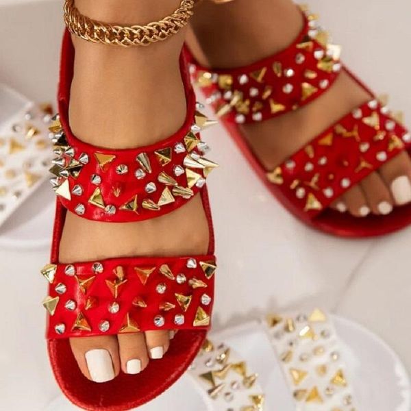 

slippers 2021 summer women shoes flat rivet punk sandals ladies open toe platform slides female flip flops sandalias mujer, Black