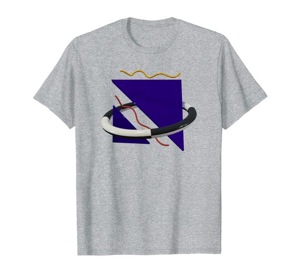 

1980s memphis triangles and ring vaporwave shirt, White;black