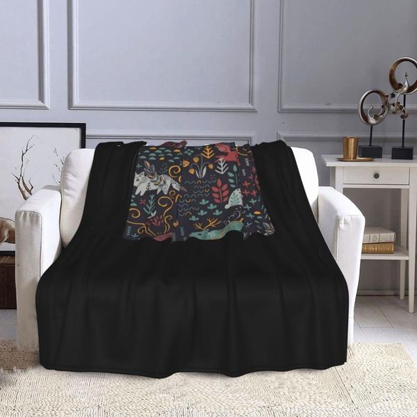 

blankets siberian wildlife animals pattern lightweight blanket for home decor, bed, sofa, black, 50"x40"