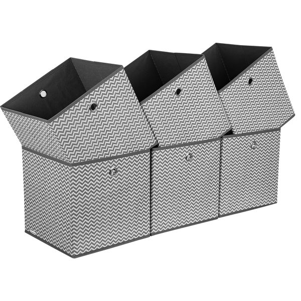 Складные кубики для хранения ткань из ткани моющиеся тканью ящики складной Организатор для игрушек для игрушек Спальня Сложка черного набора 6 30x30x30см (серый + W