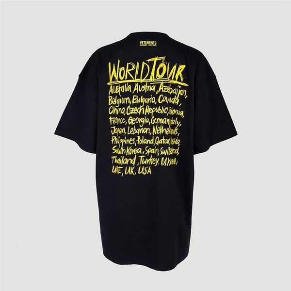 

new 2021 2021fw t shirt men women graffiti yellow letters world tour city coordinate vetements t-shirts tee 9v8z jqpl, White;black