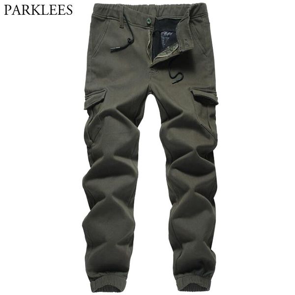 

men's pants cargo men army green velvet pantalon homme cotton big pocket warm man tactical pant joggers mens outdoor trousers pantalone, Black