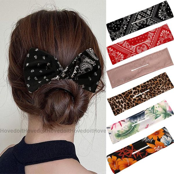 

neck ties fashion print deft bun maker hair bands multicolor headband braider makers fabric knotted tool accessories, Blue;purple