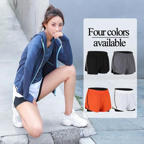 

yoga fitness running shorts girls sports and leisure fake two-piece stretch sports panty, White;black