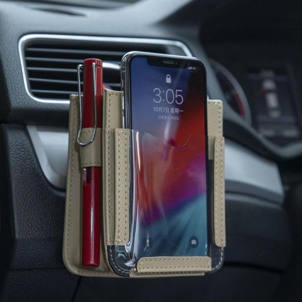

car organizer transparent air vent storage bag with charger port multifunctional bucket automotive mobile phone