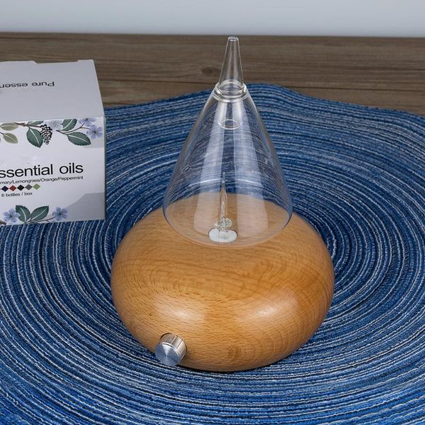 

essential oils diffusers aroma air purifier wood and glass diffuser oil mist maker fogger with 7 colors led light