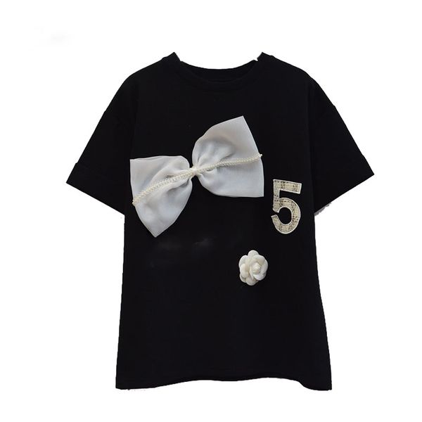 

2021 fashion women & tees runway luxury european design party style t-shirts women's clothing flower shirt number 5, White