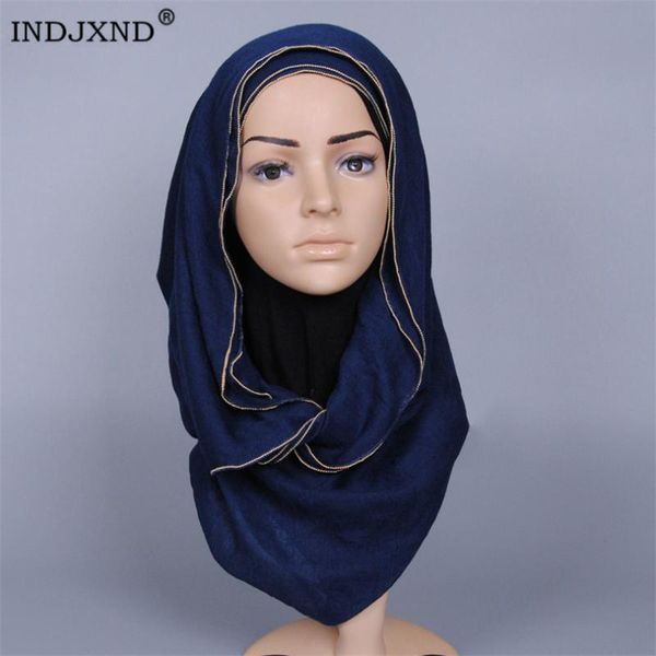 

scarves indjxnd muslim scarf women hijab plain foulard femme shawls head wrap winter cotton pashmina, Blue;gray
