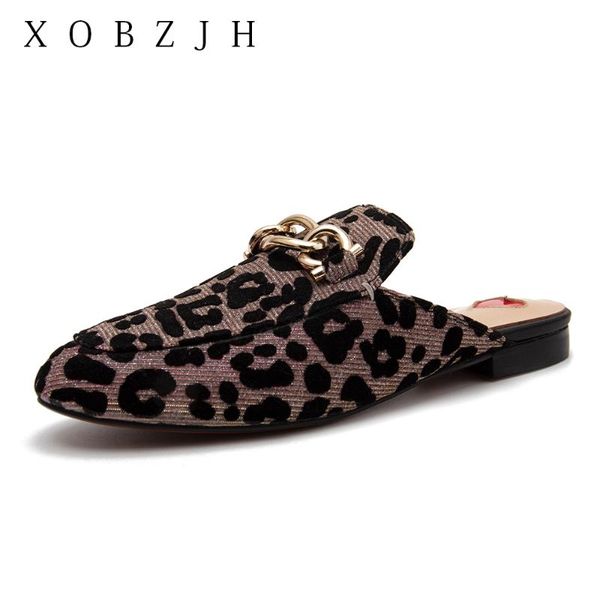 

slippers women luxury flats mules shoes summer outdoor slip on slipper brand designer leopard woman plus size 11, Black