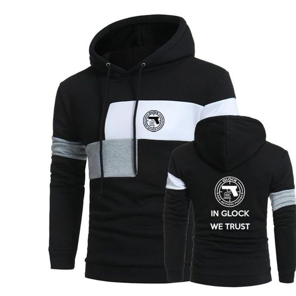 

men's hoodies & sweatshirts 2021 handgun usa logo 3 color splice pullover customize for harajuku man's cotton hip hop coat, Black