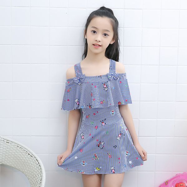 

one girls' cuhk 8-12 children's piece skirt flat angle swimsuit 526847, White;black