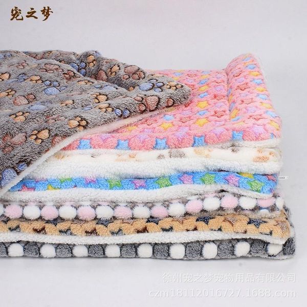 

kennels & pens pet cat bed dog thickened soft fleece pad blanket mat cushion home portable washable rug keep warm for