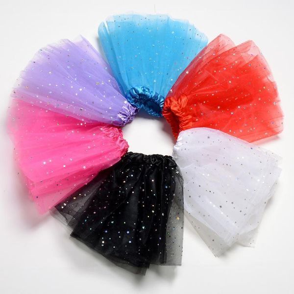 

skirts children's stars sequins bling tutu skirt dance girls tulle mesh breathable princess baby sweet performance clothing1, Blue