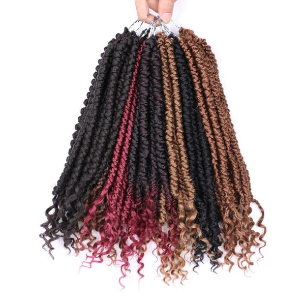 

shanghair 12" pre twisted spring twist crochet hair curly bouncy synthetic crochet braids 12strands/pack for women black ombre braiding