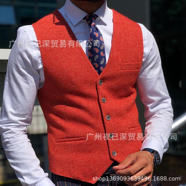 

2021 menswear new solid color business casual men's vest, Gray;blue