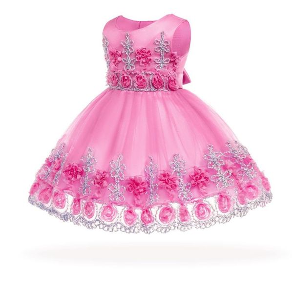 

2021 infant baby girls flower dresses christening gowns newborn babies baptism clothes princess tutu birthday christmas dress, Blue