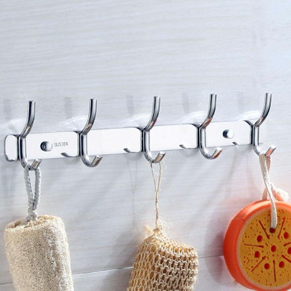 

wall mounted hooks racks stainless steel punch-double-hung robe towel hanger holder bathroom home organizer accessories