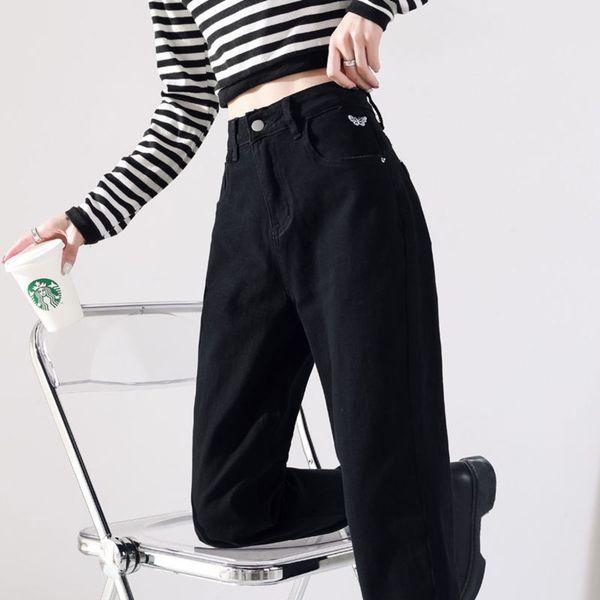 

black high waist women loose and thin, spring autumn pants, Blue