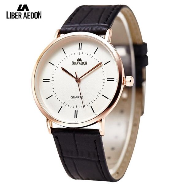 

wristwatches liber aedon classic men watches leather watchband lover's quartz wristwatch brand luxury watch for wedding gift, Slivery;brown