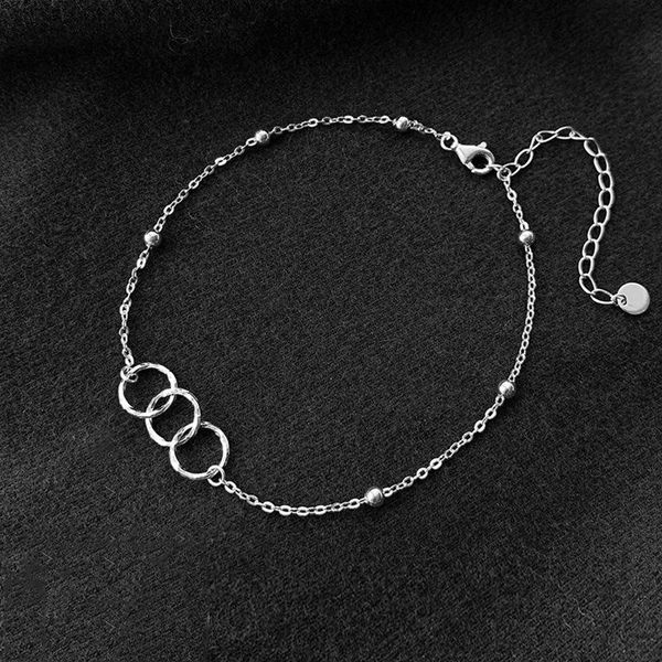 

anklets original design circle anklet 925 sterling silver womens simple fashion diy fine jewelry valentine's day gifts, Red;blue