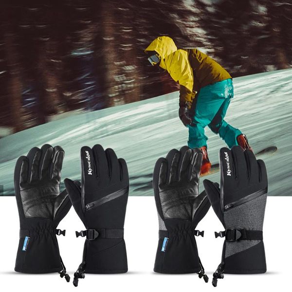 Radfahrenhandschuhe Winterski wasserdicht winddichter Touchscreen Snowboard für Männer warm mit Reißverschlusstasche