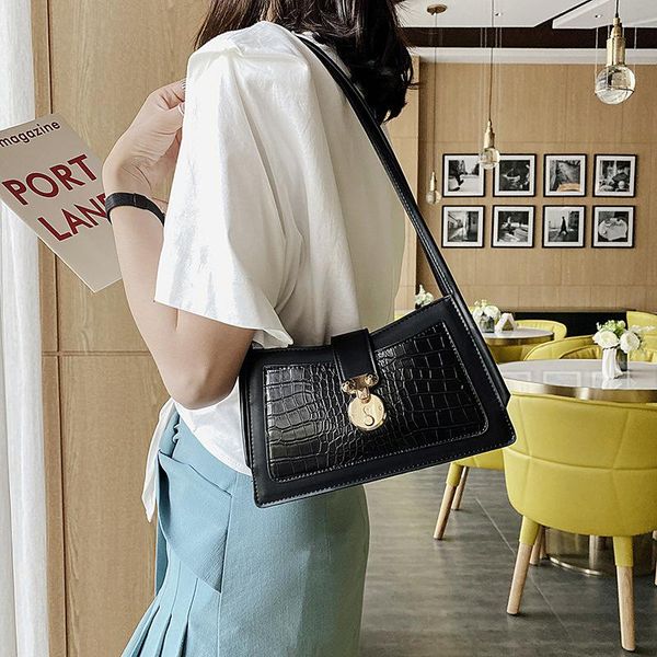 

shoulder bags yourseason buckle small bag for ladies 2021 pu leather korean fashion female portable armpit alligator pattern