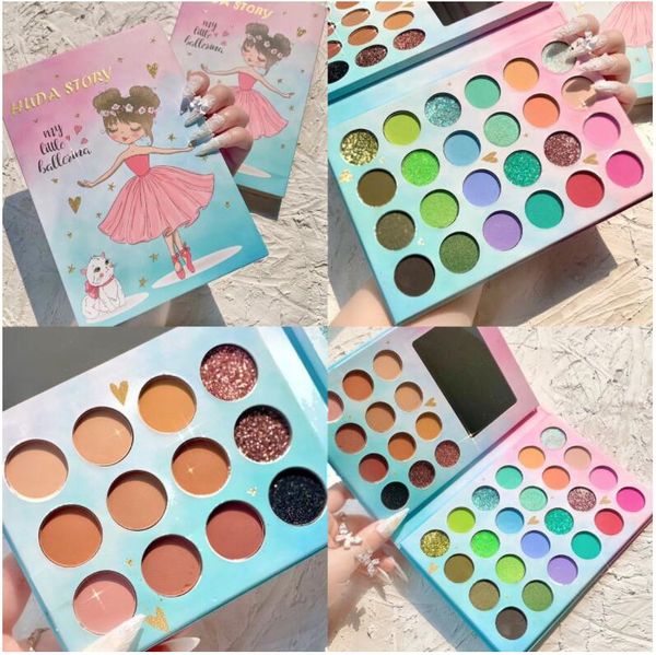 

hudastory 36 colors splashy my little ballerina eyeshadow palette, highly pigmented matte shimmer soft creamy glitter rainbow bright powder