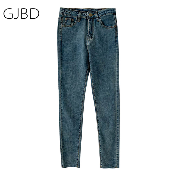

women's jeans 2021 spring fashion casual streetwear high waist skinny vintage trouser versatile blue pencil pants