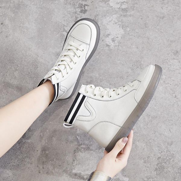 

boots tilocow autumn women genuine leather casual for ladies concise soft bottom shoes woman flat with lace up footwear 2021, Black