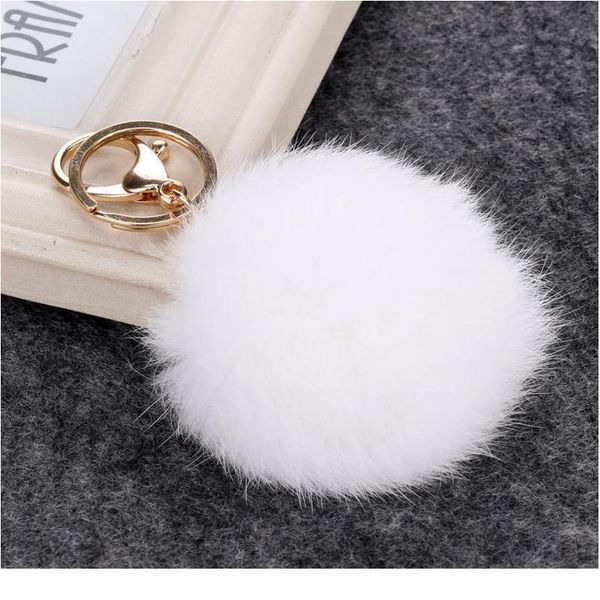 

colorful handbag cute bag blank ball pom pom rabbit fur fluffy bunny keychain to locate keys gold color ring f jllbku