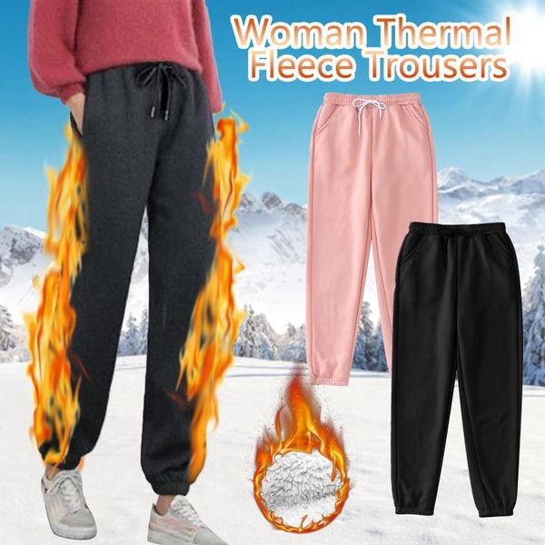 

women's pants & capris women plus velvet solid jogging loose sweatpants female high waist elastic sports pink jogger t6, Black;white