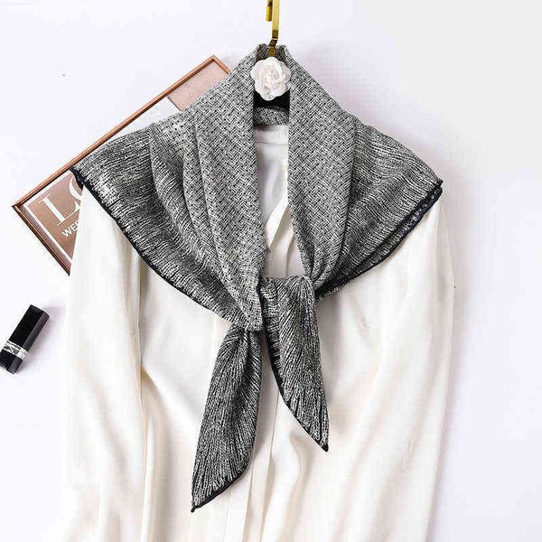 

scarves spring autumn silk scarf women's 90 large square printing fashion versatile scarf spring summer thin hand printed shawl, Blue;gray